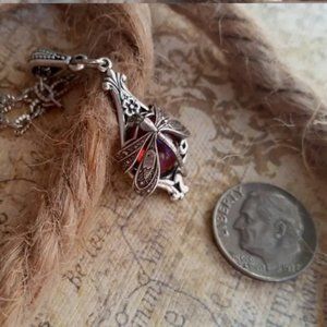 Dragonfly Wrapped Dragon's Breath Fire Necklace! Enchanting!